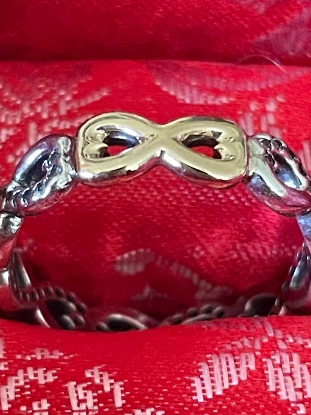 Pandora 925 silver infinity ring with diamond accents, size 4.5 US/48 mm EU